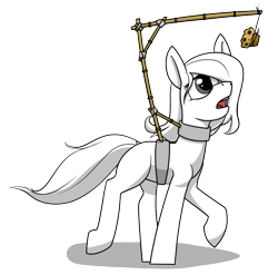 Size: 925x914 | Tagged: safe, artist:dacaoo, oc, oc only, oc:boo, fallout equestria, fallout equestria: project horizons, carrot on a stick, fanfic art, food, muffin, simple background, solo, transparent background