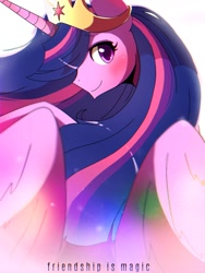 Size: 768x1024 | Tagged: safe, artist:erufi, character:twilight sparkle, character:twilight sparkle (alicorn), species:alicorn, species:pony, episode:the last problem, g4, my little pony: friendship is magic, blushing, crown, cute, female, jewelry, mare, older, older twilight, princess twilight 2.0, profile, regalia, solo, twiabetes
