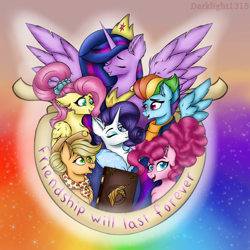 Size: 4096x4096 | Tagged: safe, artist:darklight1315, character:applejack, character:fluttershy, character:pinkie pie, character:rainbow dash, character:rarity, character:twilight sparkle, character:twilight sparkle (alicorn), species:alicorn, species:earth pony, species:pegasus, species:pony, species:unicorn, episode:the last problem, g4, my little pony: friendship is magic, spoiler:s09, absurd resolution, book, female, group, mane six, mare, older, older applejack, older fluttershy, older mane six, older pinkie pie, older rainbow dash, older rarity, older twilight