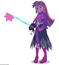 Size: 3633x4015 | Tagged: safe, artist:gamerpen, character:midnight sparkle, character:twilight sparkle, species:human, my little pony:equestria girls, alternate hairstyle, clothing, crossover, disney, female, keyblade, kingdom hearts, midnight sparkle, simple background, solo, transparent background, vanitas, video game crossover
