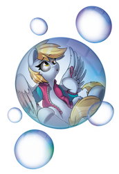 Size: 1913x2773 | Tagged: safe, artist:rexyseven, character:derpy hooves, species:pegasus, species:pony, bubble, clothing, female, in bubble, jacket, simple background, solo, transparent background