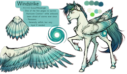 Size: 1867x1100 | Tagged: safe, artist:bootsdotexe, oc, oc only, oc:windstrike, species:pegasus, species:pony, colored wings, colored wingtips, cutie mark, facial hair, goatee, gogges, long description, male, raised hoof, realistic horse legs, reference sheet, simple background, solo, stallion, tail feathers, transparent background, unshorn fetlocks