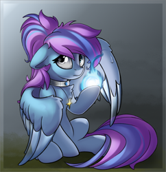 Size: 2615x2704 | Tagged: safe, artist:rexyseven, oc, oc only, oc:midnight music, species:pegasus, species:pony, female, magic, mare, solo, transparent wings, wings