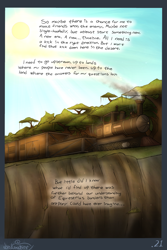 Size: 1200x1800 | Tagged: safe, artist:bootsdotexe, comic:beyond our borders, cliff, narration, no pony, semi-grimdark series, suggestive series, sun, train, tree, vehicle