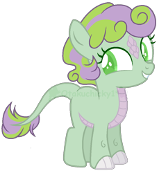 Size: 878x959 | Tagged: safe, artist:otakuchicky1, base used, oc, oc only, oc:carol, parent:spike, parent:sweetie belle, parents:spikebelle, species:dracony, species:dragon, species:pony, female, filly, hybrid, interspecies offspring, offspring, simple background, solo, transparent background