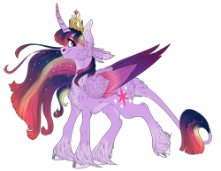 Size: 2996x2315 | Tagged: safe, artist:loladotz, character:twilight sparkle, character:twilight sparkle (alicorn), species:alicorn, species:classical unicorn, species:pony, species:unicorn, alternate design, cheek fluff, chest fluff, cloven hooves, ear fluff, female, leonine tail, simple background, solo, transparent background, unshorn fetlocks, updated, updated design