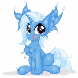 Size: 2500x2500 | Tagged: safe, artist:rurihal, character:trixie, species:pony, species:unicorn, :t, blushing, cheek fluff, cute, ear fluff, fluffy