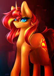 Size: 2000x2800 | Tagged: safe, artist:purediamond360, character:sunset shimmer, species:pony, species:unicorn, colored pupils, female, mare, solo