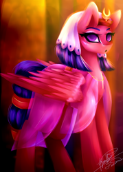 Size: 1024x1434 | Tagged: safe, artist:purediamond360, character:somnambula, species:pegasus, species:pony, g4, clothing, female, mare, signature, solo