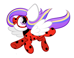 Size: 2065x1615 | Tagged: safe, artist:sugarcloud12, oc, oc only, oc:sugar star, species:pegasus, species:pony, clothing, cosplay, costume, female, mare, miraculous ladybug, one eye closed, simple background, solo, transparent background, wink