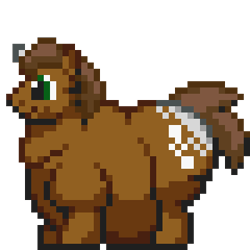 Size: 320x320 | Tagged: safe, artist:kelvin shadewing, oc, oc only, oc:brownie mix, species:pony, species:unicorn, absolute unit, adorafatty, bhm, chonk, fat, male, obese, pixel art, simple background, solo, sprite, transparent background