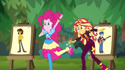 Size: 1280x720 | Tagged: safe, artist:mlpfan3991, edit, edited screencap, screencap, character:cheese sandwich, character:flash sentry, character:pinkie pie, character:sunset shimmer, ship:cheesepie, ship:flashimmer, equestria girls:sunset's backstage pass, g4, my little pony: equestria girls, my little pony:equestria girls, spoiler:eqg series (season 2), female, male, music festival outfit, shipping, shoes, sneakers, straight