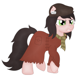 Size: 3708x3674 | Tagged: safe, artist:soulakai41, species:pony, clothing, fallout, fallout 4, piper wright, ponified, simple background, solo, transparent background