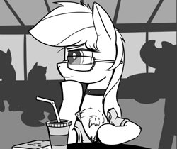 Size: 726x611 | Tagged: safe, artist:dacaoo, character:rainbow dash, chest fluff, choker, glasses