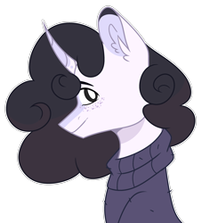 Size: 2720x2772 | Tagged: safe, artist:chococolte, oc, oc:pelo, species:pony, species:unicorn, bust, clothing, portrait, simple background, solo, sweater, transparent background