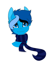 Size: 1456x1843 | Tagged: safe, artist:koloredkat, part of a set, oc, oc only, species:earth pony, species:pony, bust, clothing, earth pony oc, scarf, simple background, smiling, solo, transparent background, ych result