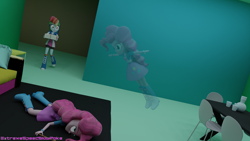 Size: 3840x2160 | Tagged: safe, artist:extremespeed slowpoke, character:pinkie pie, character:rainbow dash, my little pony:equestria girls, 3d, blender, bored, ghost, not dead, t pose, undead
