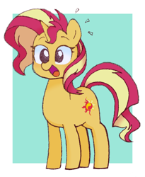 Size: 984x1200 | Tagged: safe, artist:ch-chau, character:sunset shimmer, species:pony, species:unicorn, abstract background, cute, female, happy, mare, open mouth, shimmerbetes, smiling, solo