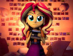 Size: 1400x1080 | Tagged: safe, artist:kyloren2000, character:sunset shimmer, my little pony:equestria girls, 3d, camera, clothing, crossover, female, jacket, leather jacket, life is strange, looking at you, skirt, solo, source filmmaker