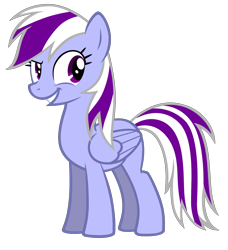 Size: 3488x3829 | Tagged: safe, artist:theironheart, oc, oc only, oc:purple bolt, species:pegasus, species:pony, female, grin, mare, pegasus oc, recolor, simple background, smiling, solo, transparent background, wings