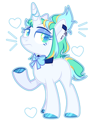 Size: 1024x1233 | Tagged: safe, artist:chococolte, oc, species:pony, species:unicorn, ear piercing, earring, female, jewelry, mare, neck bow, piercing, simple background, solo, transparent background