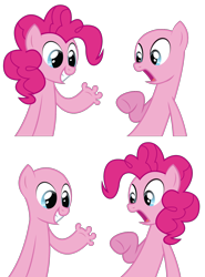 Size: 1324x1789 | Tagged: safe, alternate version, artist:theironheart, base used, character:pinkie pie, oc, oc only, species:earth pony, species:pony, episode:too many pinkie pies, g4, my little pony: friendship is magic, :o, base, duo, earth pony oc, female, grin, hoof fingers, mare, open mouth, shocked, simple background, smiling, transparent background, underhoof, wide eyes