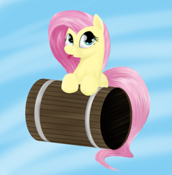 Size: 961x973 | Tagged: safe, artist:ciscoql, character:fluttershy, barrel, tongue out