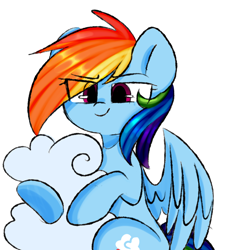 Size: 2000x2000 | Tagged: safe, artist:thieftea, character:rainbow dash, species:pegasus, species:pony, cloud, cloud hugging, cute, dashabetes, eye clipping through hair, female, mare, simple background, solo, white background
