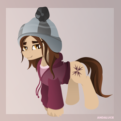 Size: 1000x1000 | Tagged: safe, artist:andaluce, derpibooru original, oc, oc only, oc:gray focus, species:earth pony, species:pony, clothing, hoodie, solo