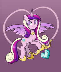 Size: 1200x1400 | Tagged: safe, artist:mew-me, character:princess cadance, species:alicorn, species:pony, arrow, bow (weapon), crystal, cupid, holiday, valentine's day