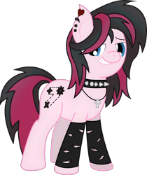 Size: 1812x2155 | Tagged: safe, artist:soulakai41, oc, oc:xena, species:earth pony, species:pony, choker, female, leg warmers, mare, simple background, solo, spiked choker, transparent background