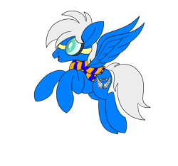 Size: 1920x1800 | Tagged: safe, alternate version, artist:notadeliciouspotato, oc, oc only, oc:silver seraph, species:pony, aviator goggles, background removed, flying, goggles, male, open mouth, simple background, smiling, solo, spread wings, stallion, transparent background, wings