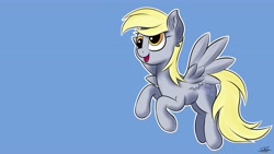 Size: 3840x2160 | Tagged: safe, artist:sadtrooper, character:derpy hooves, species:pegasus, species:pony, cute, derpabetes, female, flying, mare, outline, simple background, smiling, solo