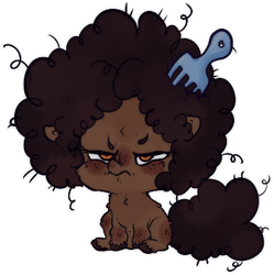 Size: 401x403 | Tagged: safe, artist:tweissie, oc, oc only, oc:rice paddy, species:earth pony, species:pony, afro, comb, hair pick, simple background, solo, transparent background