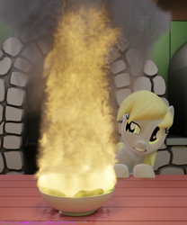Size: 2000x2400 | Tagged: safe, artist:extremespeed slowpoke, character:derpy hooves, species:pegasus, species:pony, 3d, blender, derpy day, derpy day 2020, fire, i just don't know what went wrong