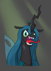 Size: 1000x1400 | Tagged: safe, artist:mew-me, character:queen chrysalis, species:changeling, changeling queen, female, hissing, open mouth