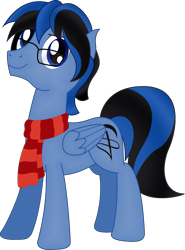 Size: 1439x1944 | Tagged: safe, artist:soulakai41, oc, oc:thornquill, species:pegasus, species:pony, clothing, glasses, male, scarf, simple background, solo, stallion, transparent background