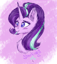 Size: 1326x1484 | Tagged: safe, artist:darklight1315, character:starlight glimmer, species:pony, species:unicorn, blushing, bust, female, mare, portrait, smiling, solo