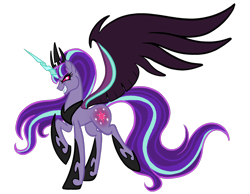Size: 2854x2214 | Tagged: safe, artist:melspyrose, character:starlight glimmer, species:alicorn, species:pony, alicornified, alternate timeline, cutie mark theft, evil, female, looking at you, midnight glimmer, midnight-ified, race swap, simple background, solo, starlicorn, this will end in communism, transparent background, xk-class end-of-the-world scenario