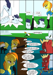 Size: 2480x3508 | Tagged: safe, artist:greeneyedmistress, character:soarin', character:spitfire, oc, species:pegasus, species:pony, comic:prelude to creation, clothing, comic, explicit series, female, grimdark series, male, mare, stallion