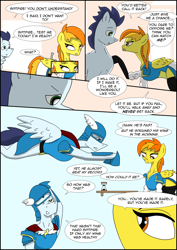 Size: 2480x3508 | Tagged: safe, artist:greeneyedmistress, character:soarin', character:spitfire, species:pegasus, species:pony, comic:prelude to creation, clothing, comic, explicit series, female, grimdark series, male, mare, stallion