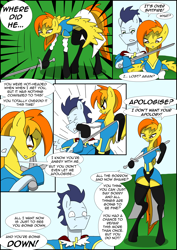 Size: 2480x3508 | Tagged: safe, artist:greeneyedmistress, character:soarin', character:spitfire, species:pegasus, species:pony, comic:prelude to creation, clothing, comic, explicit series, female, grimdark series, male, mare, stallion