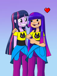 Size: 1200x1600 | Tagged: safe, artist:mew-me, character:twilight sparkle, species:human, my little pony:equestria girls, crossover, cute, glitch techs, look-alike, miko kubota, open mouth, similarities, twiabetes