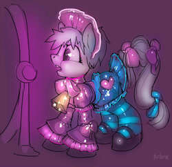Size: 1000x967 | Tagged: safe, artist:turbinedivinity, oc, oc only, species:earth pony, species:pony, :o, bell, bow, bow tie, clothing, cowbell, crossdressing, dress, earth pony oc, femboy, frilly dress, heart, latex, latex dress, maid, maid headdress, male, mirror, open mouth, shoes, simple background, species swap, stallion, surprised, tail bow, transformation