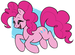 Size: 963x705 | Tagged: safe, artist:ali-selle, character:pinkie pie, species:earth pony, species:pony, cute, eyes closed, female, mare, open mouth, smiling, solo, three quarter view