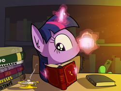 Size: 4000x3000 | Tagged: safe, artist:professionalpuppy, character:spike, character:twilight sparkle, character:twilight sparkle (unicorn), species:pony, species:unicorn, book, candle, cute, drinking, magic, mug, reading, sleeping, solo focus, telekinesis, twiabetes