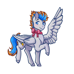Size: 1562x1563 | Tagged: safe, artist:flaming-trash-can, oc, oc:thunder heart, species:pegasus, species:pony, bow, solo