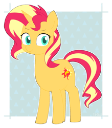Size: 1053x1200 | Tagged: safe, artist:ch-chau, character:sunset shimmer, species:pony, species:unicorn, abstract background, cute, female, mare, shimmerbetes, solo