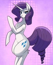 Size: 900x1104 | Tagged: safe, artist:haydee, character:rarity, species:pony, species:unicorn, bipedal, chest fluff, ear fluff, female, leg fluff, looking at you, mare, no pupils, solo