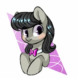 Size: 1000x1000 | Tagged: safe, artist:thieftea, character:octavia melody, species:earth pony, species:pony, g4, abstract background, blushing, bow tie, bust, cute, female, mare, solo, tavibetes
